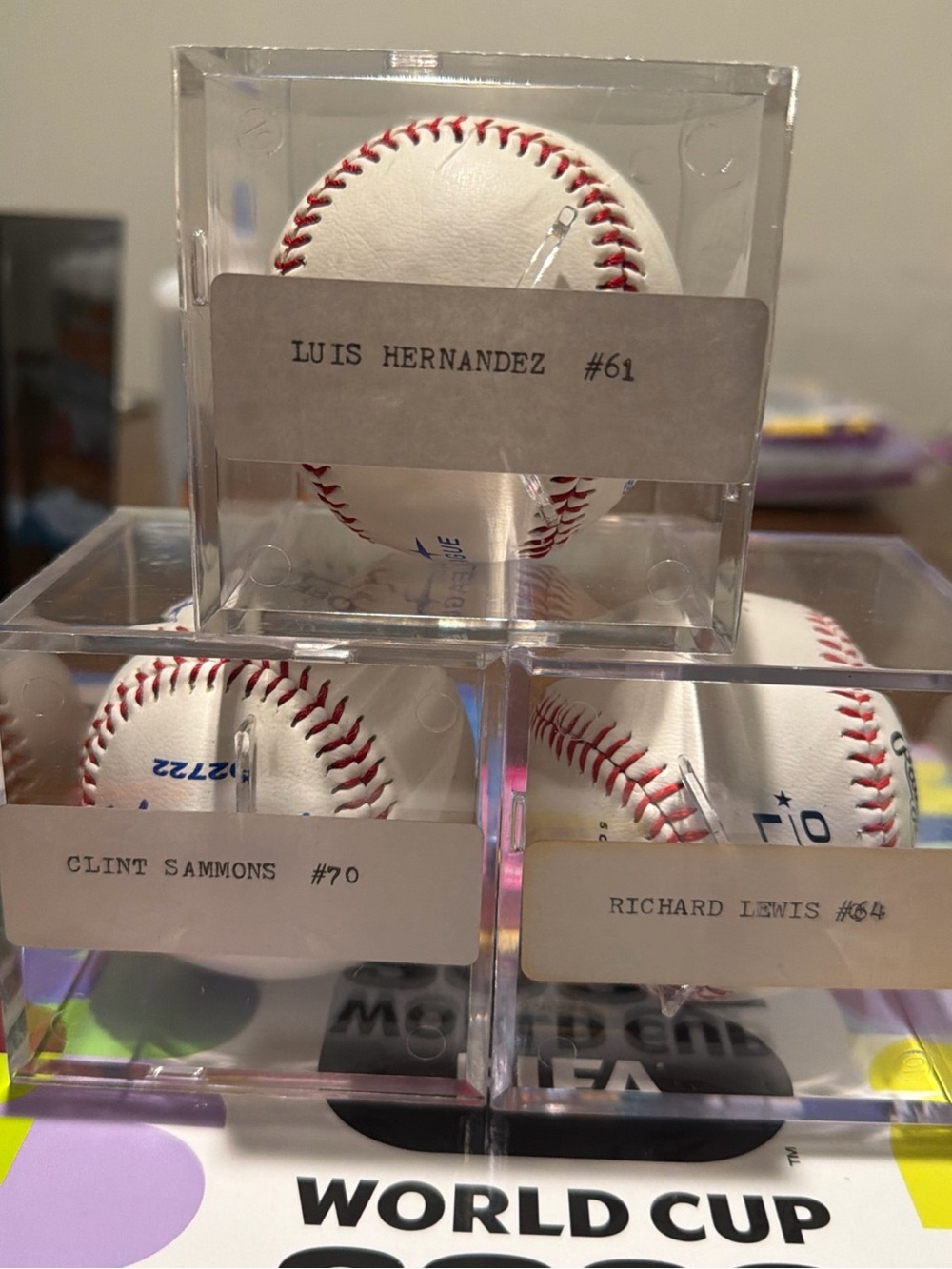 3 Signed Official Major League Baseball Ball w/ Display Case